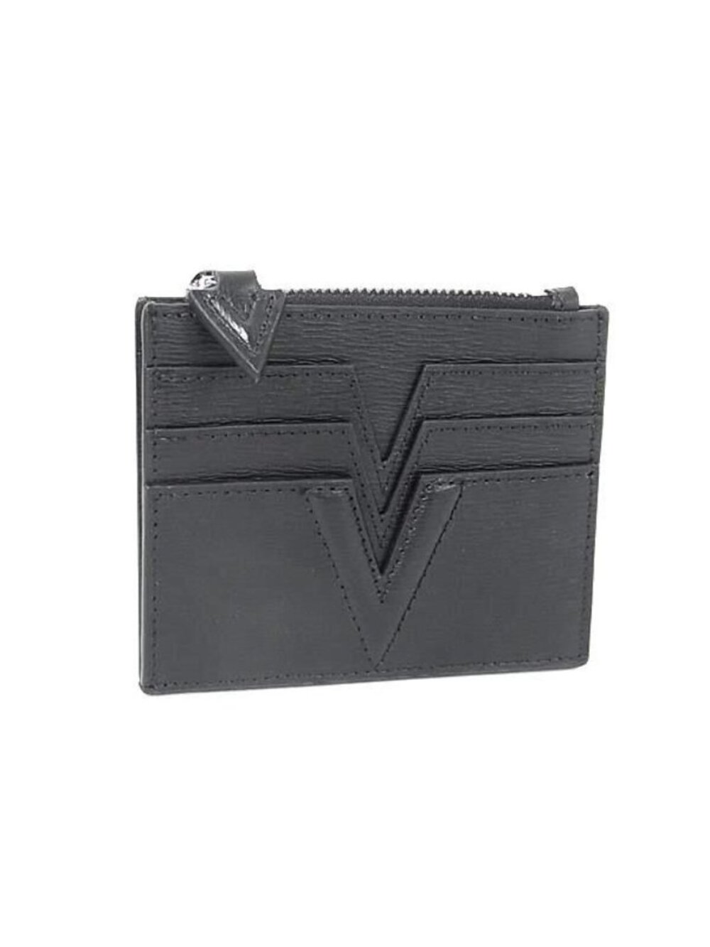 Versace Leather Coin Purse Card Case Black